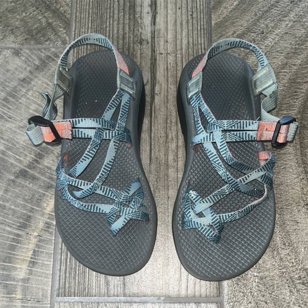 Teal and Coral Strappy Sandals